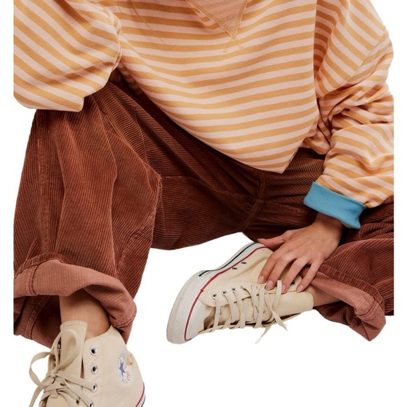 Free people We The Free Striped Sweatshirt - Peach and Blue NWOT - Picture 5 of 12